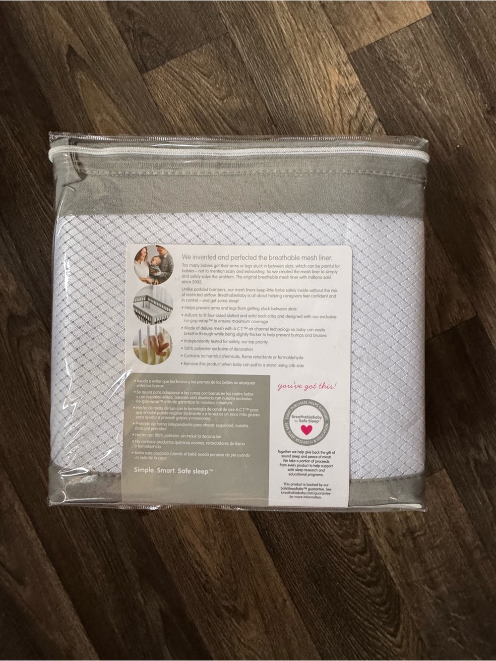 BreathableBaby Linen Collection Breathable Mesh Crib Liner in Gray - Picture 2 of 2